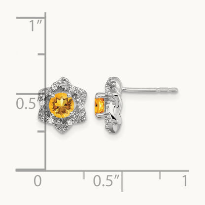 Citrine and Diamond Post Earrings — photo set