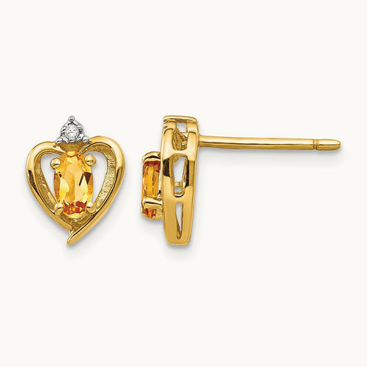 Citrine and Diamond Heart Earrings — photo set