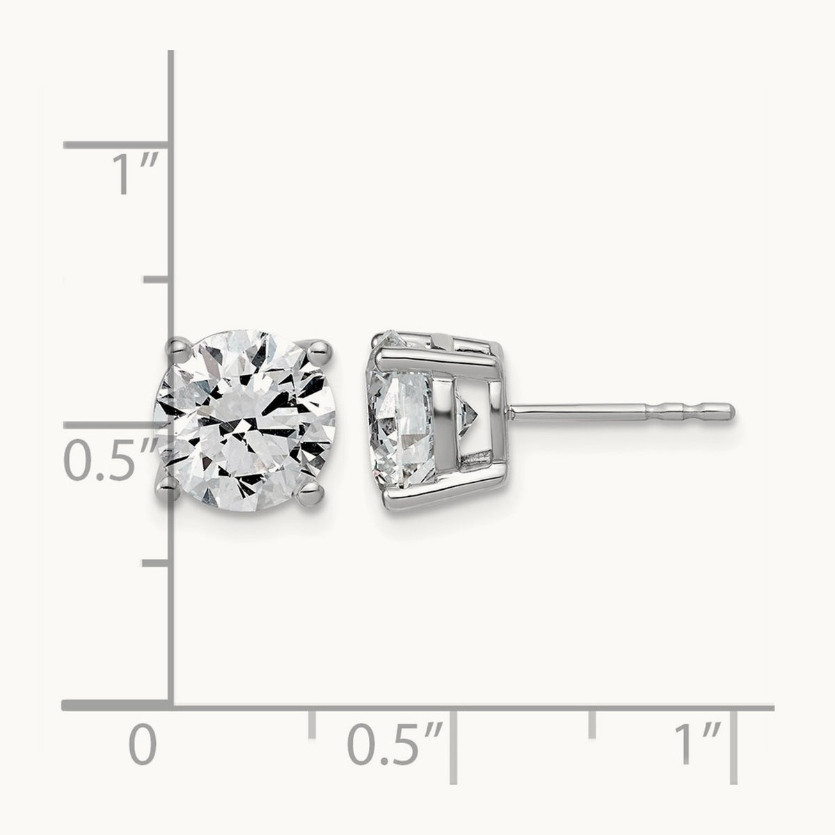 Round Lightweight Earrings, 0.25-6.00 ct tw Lab-Grown Diamond — 4 ct, 10K White Gold