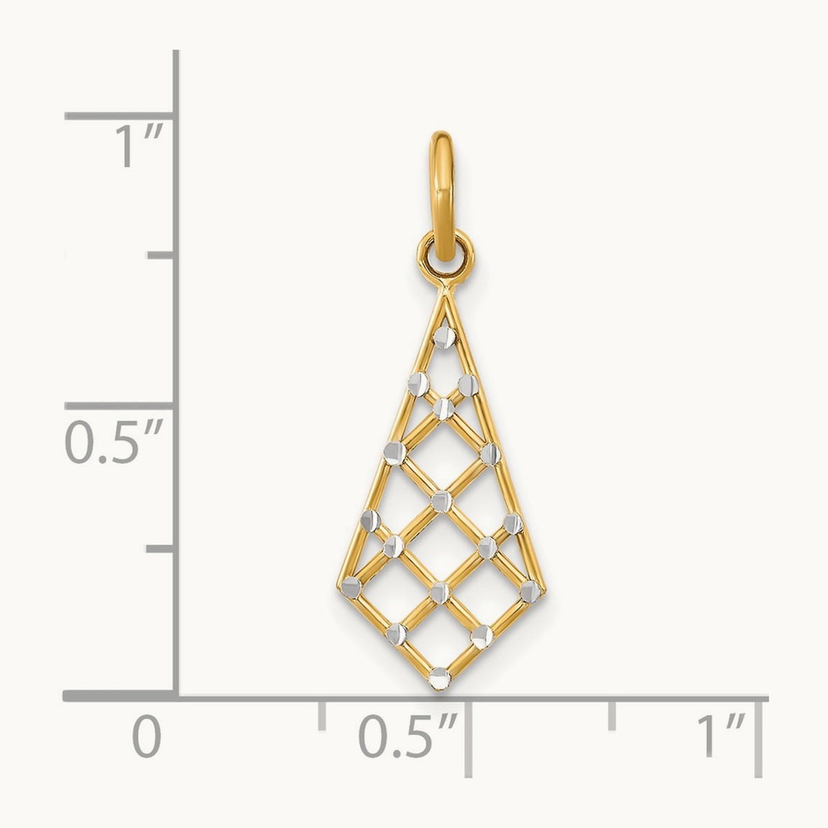 w/Rhodium D/C Small Criss-Cross Charm, 14K