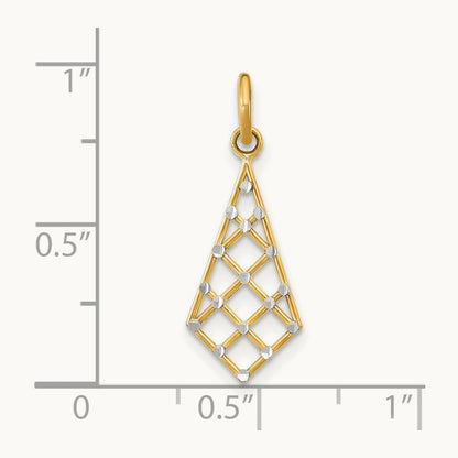 w/Rhodium D/C Small Criss-Cross Charm, 14K