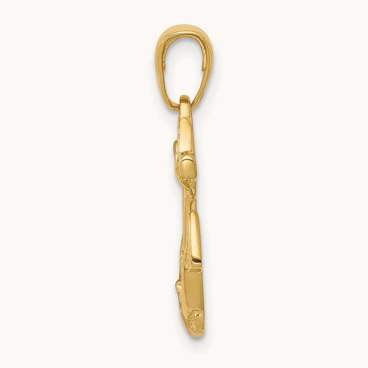 Solid Polished Anchor Pendant — 14K Yellow Gold, 24mm