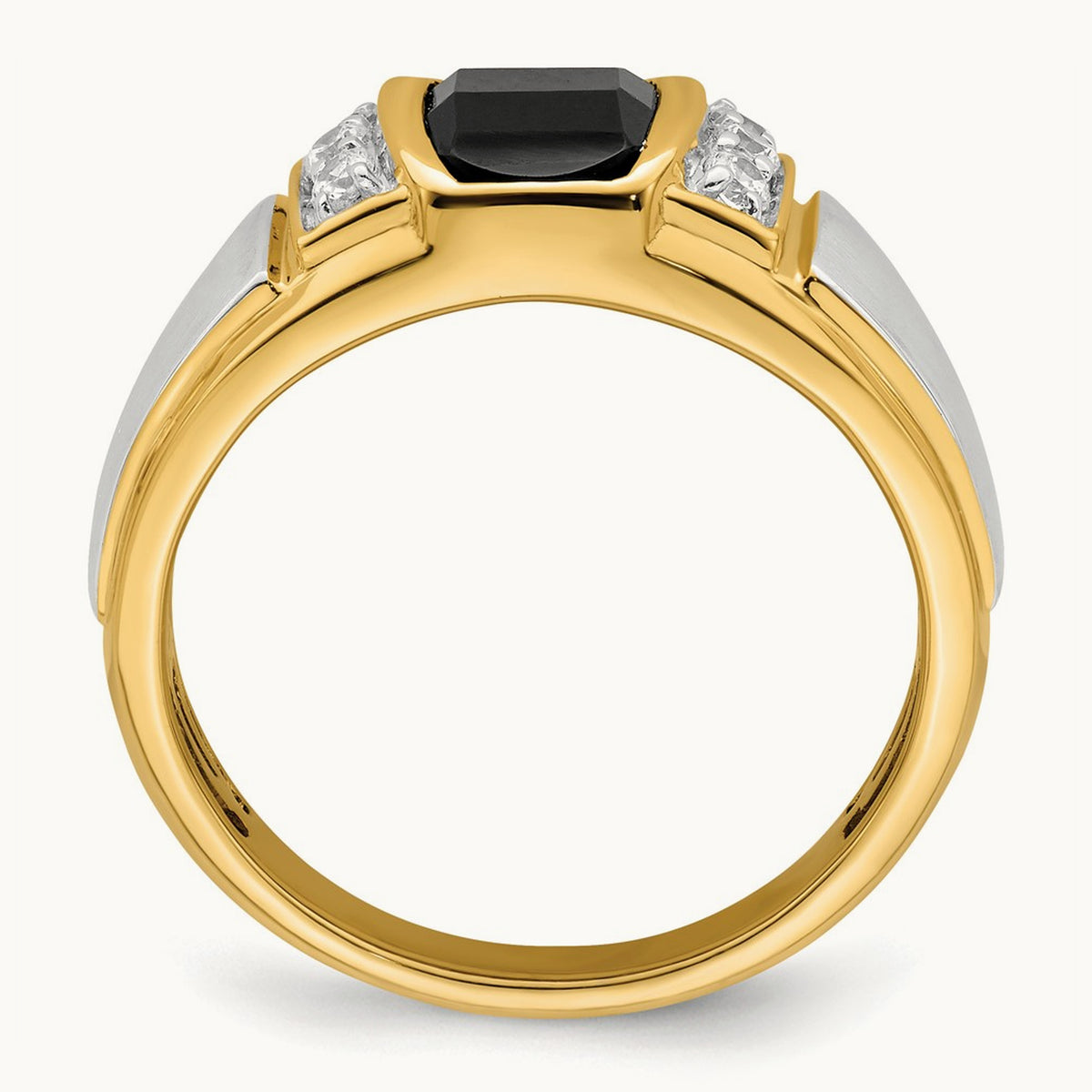 Onyx and Diamond Mens Ring, 14K Two-tone
