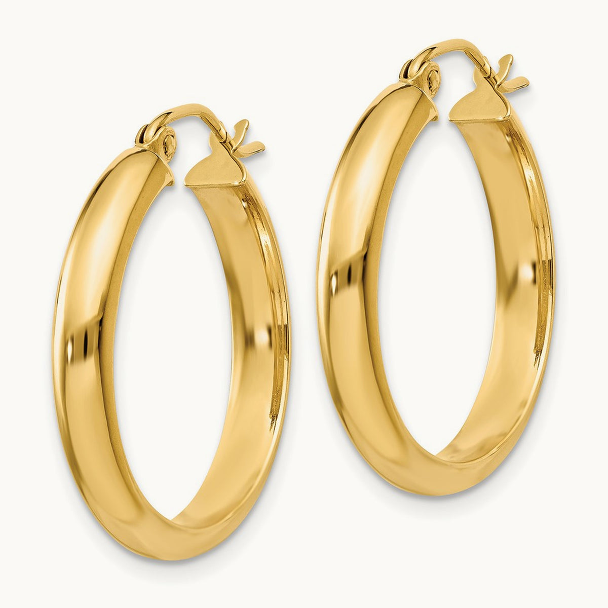 Round Tube Hoop Earrings — 14K Yellow Gold, 21mm
