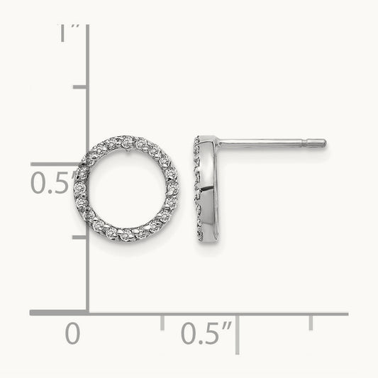 Diamond Open Circle Earrings, 14K White Gold
