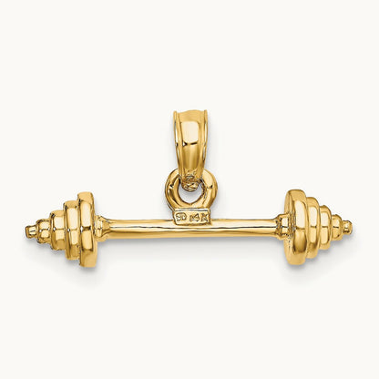 Solid Polished 3-D Dumbbell Charm, 14K