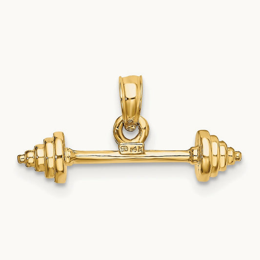 Solid Polished 3-D Dumbbell Charm, 14K