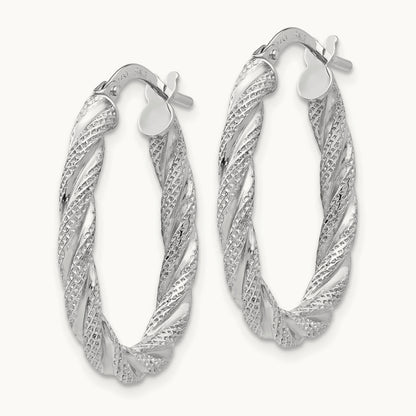 Twisted Textured Oval Hoop Earrings — photo set