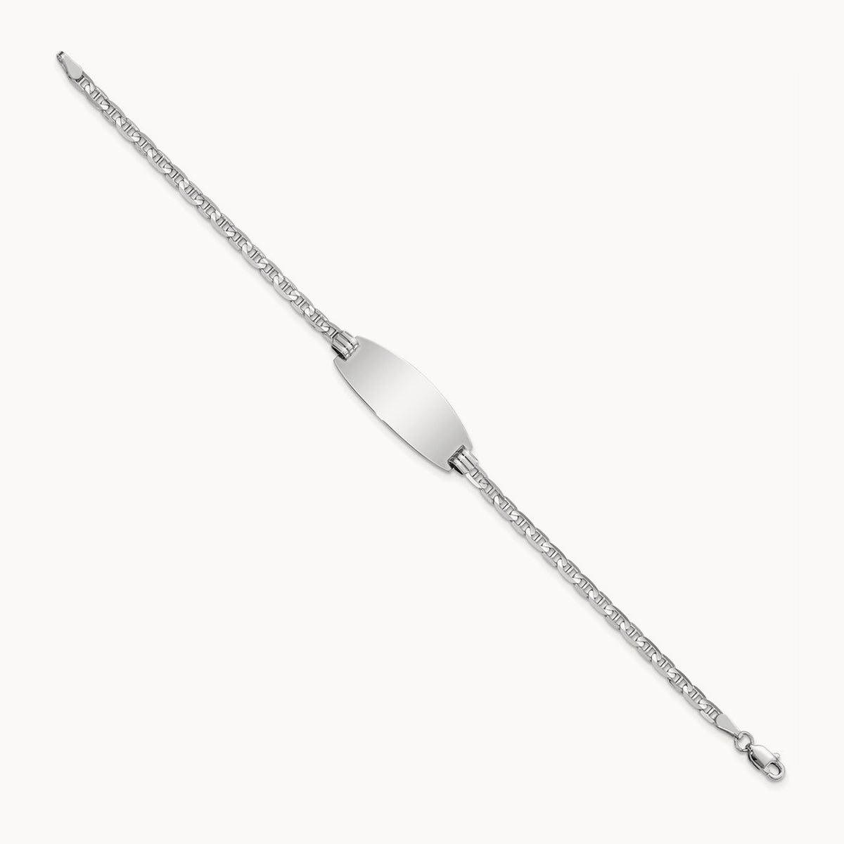 Oval Anchor ID Bracelet — 14K White Gold, 7mm