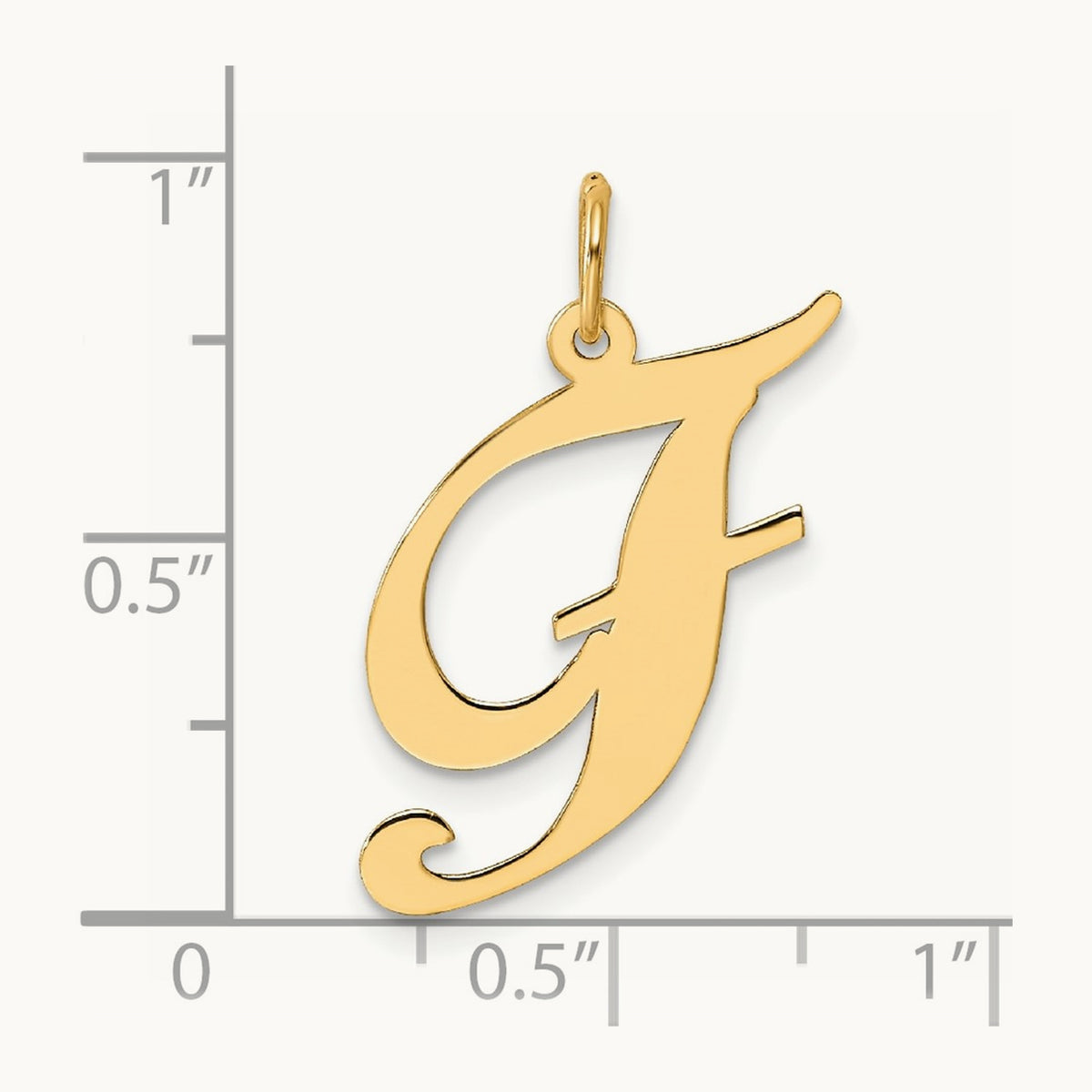 Large Fancy Script Initial Charm — 14K Yellow Gold, F