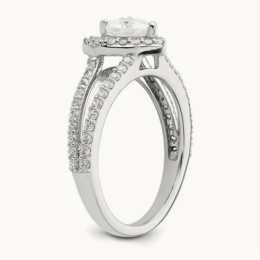 Heart Semi-Mount Halo Engagement Ring, 0.50 ct tw