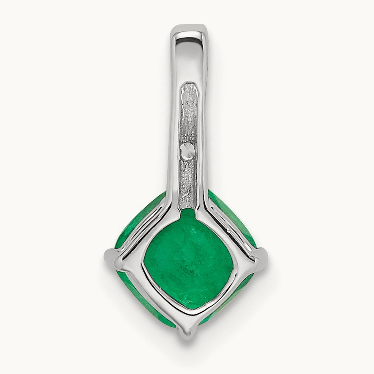 Cushion Emerald and Diamond Pendant — 15mm