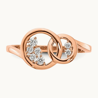 Polished Diamond Double Circle Ring, 14K Rose Gold
