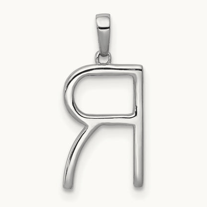 Diamond Letter R Initial Pendant, 14K White Gold