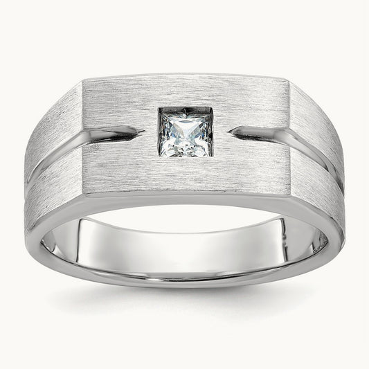 IBGoodman Men's Polished/Satin Diamond Complete Ring, 14K White Gold