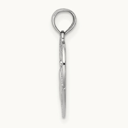 Polished/Textured Heart Claddagh Charm, 14K White Gold