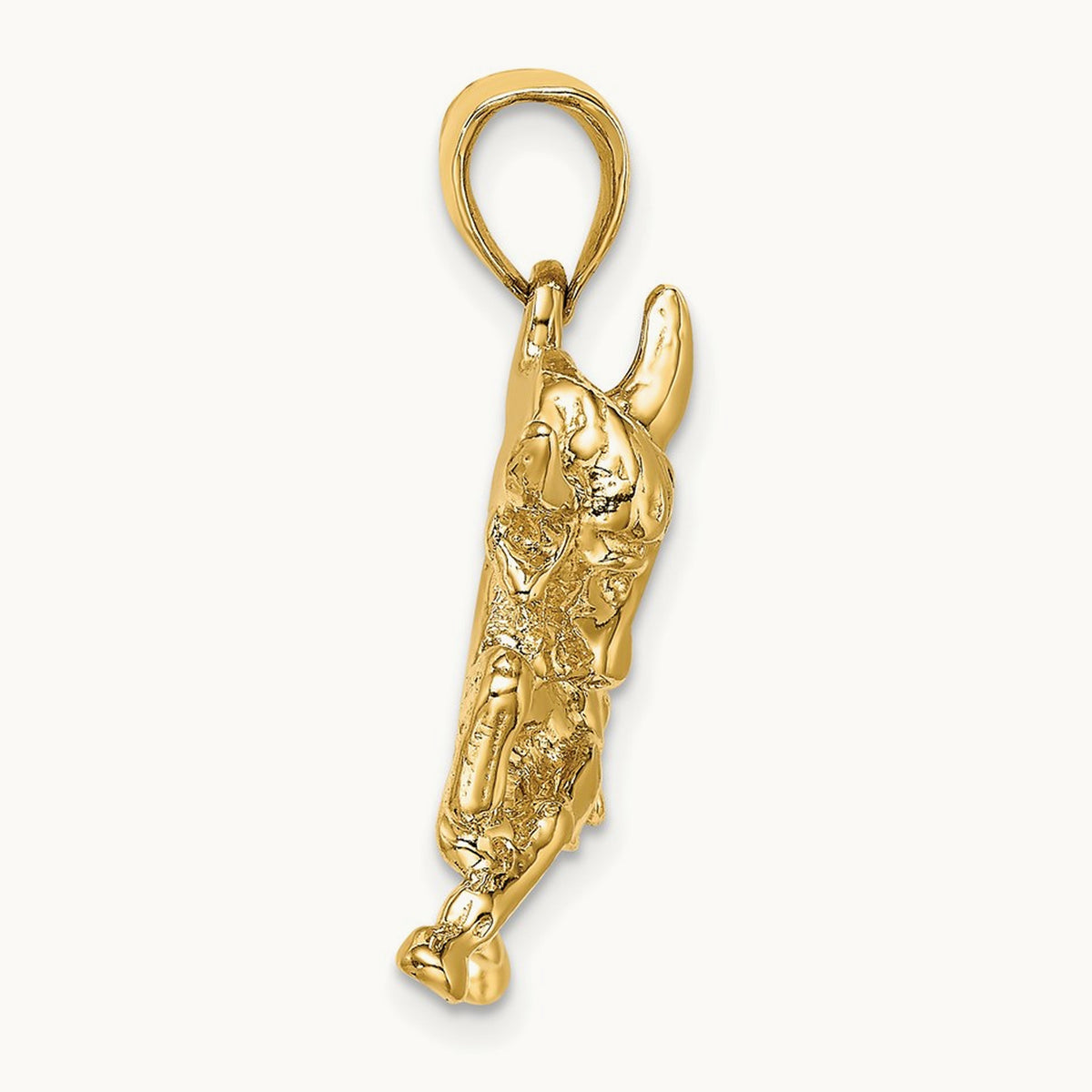 Polished Raging Bull with Horns Charm, 14K