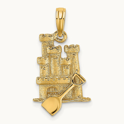 3-D Sand Castle w/ Shovel Charm, 14K