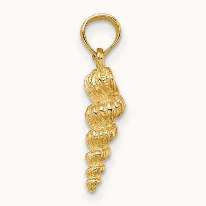 3-D Mini Common Wentletrap Shell Charm, 14K