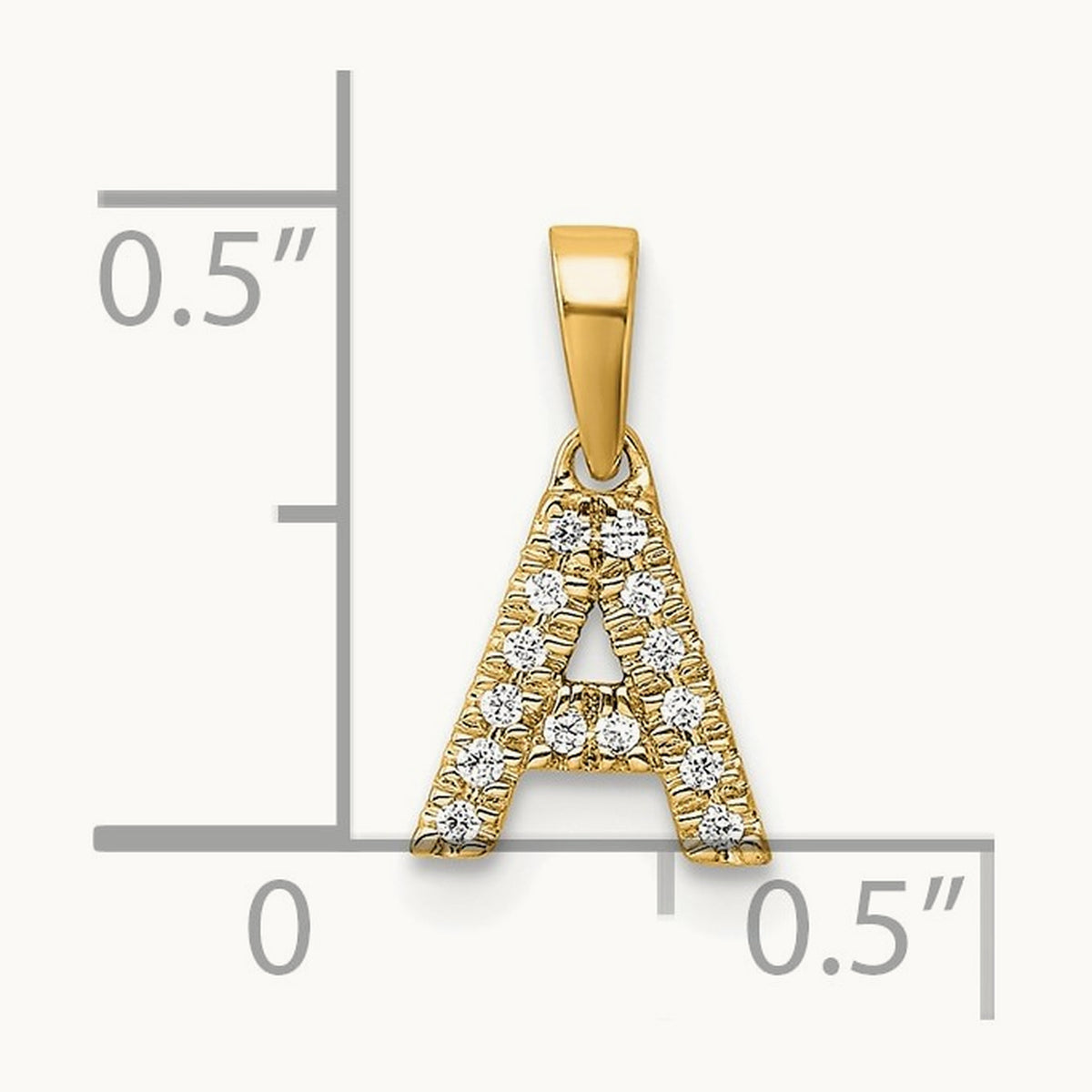 Diamond Initial with Bail Pendant — 14K Yellow Gold, A