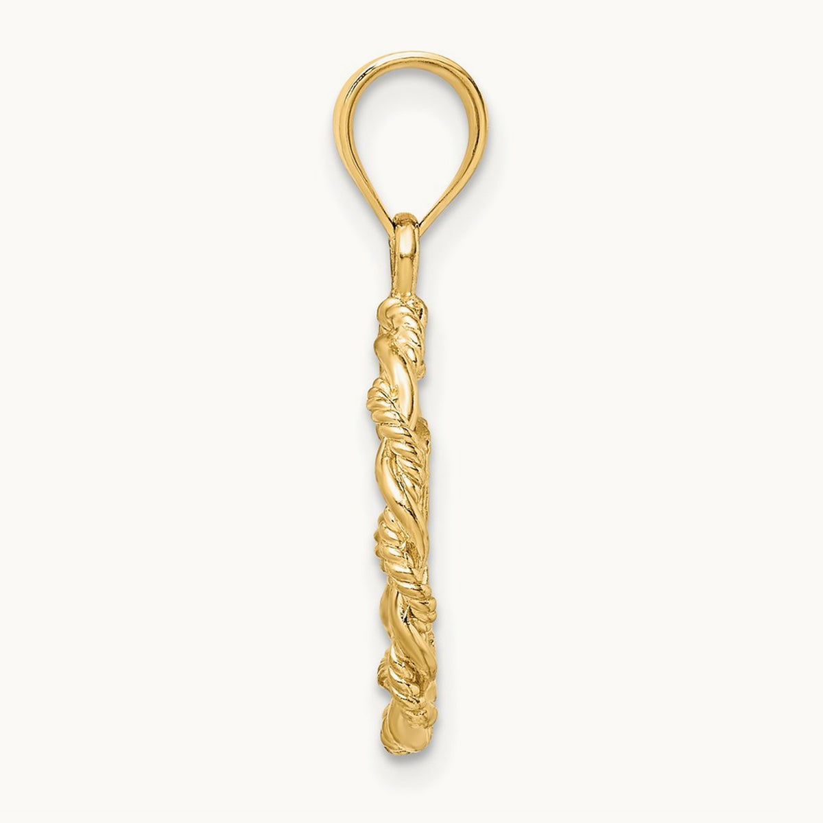 Brushed & Polished Diamond-cut Virgin Mary Pendant — 14K Yellow Gold