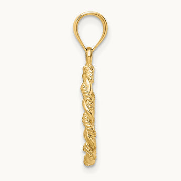Brushed & Polished Diamond-cut Virgin Mary Pendant — 14K Yellow Gold