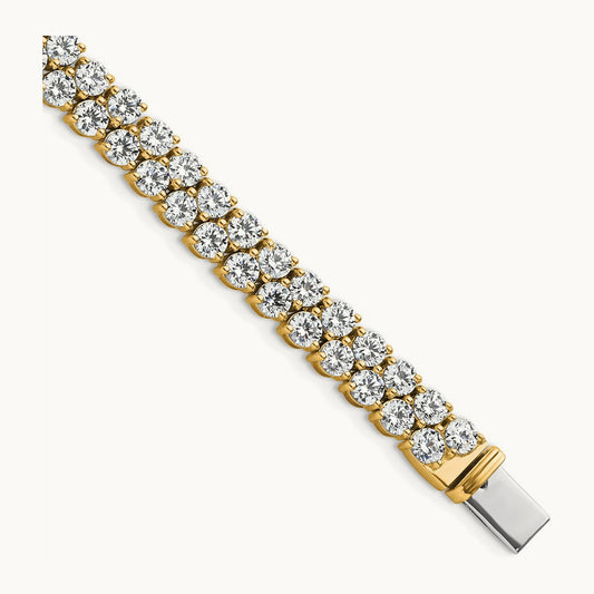 Round 2 Row Tennis Bracelet — 14K Yellow Gold