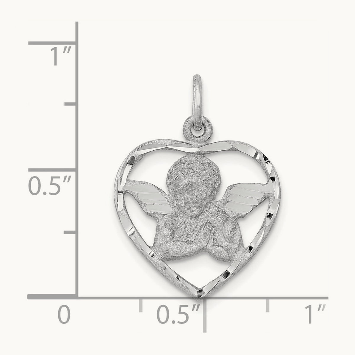 Angel in Heart Charm — 14K White Gold