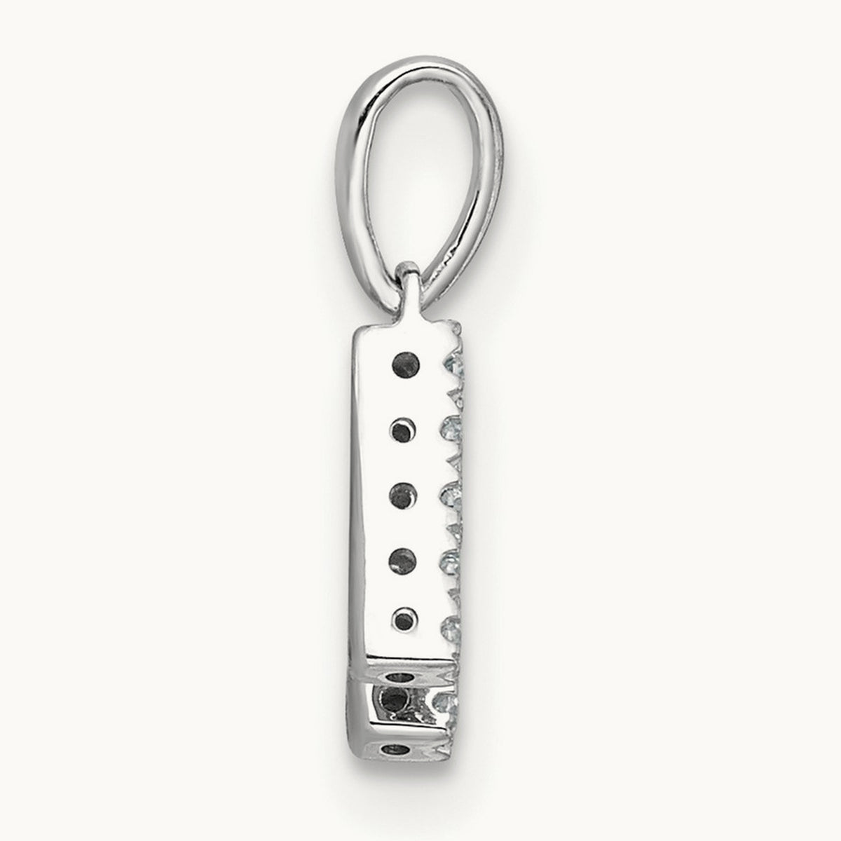 Diamond Initial with Bail Pendant — 14K White Gold, H
