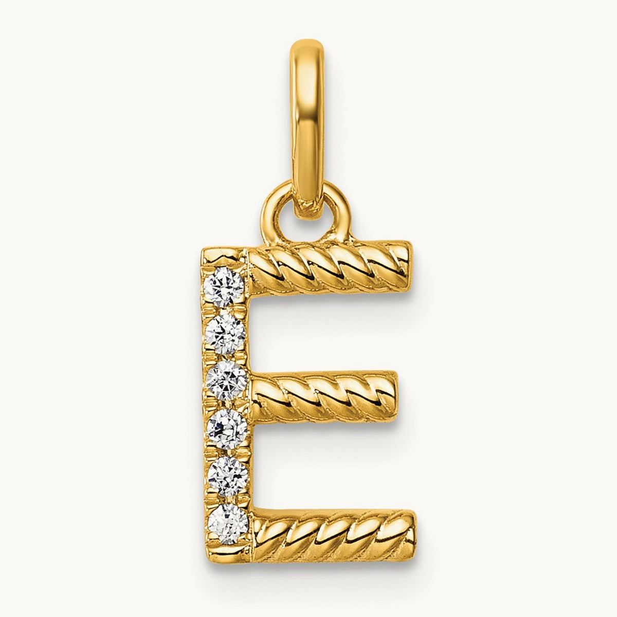 Twisted with Diamond Charm — 14K Yellow Gold, E