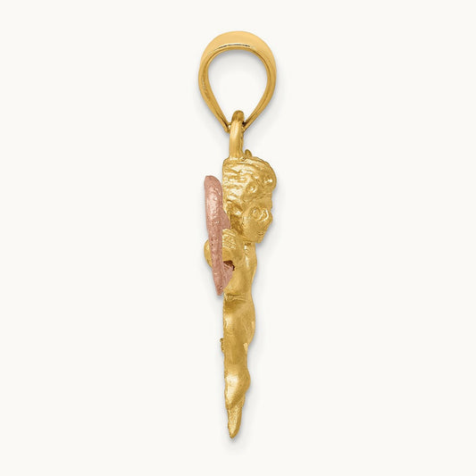 Satin Angel Charm, 14K Two-tone