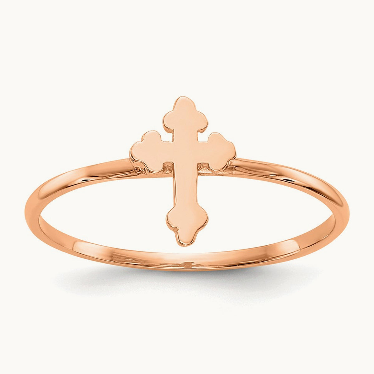 Polished Cross Ring — 14K Rose Gold