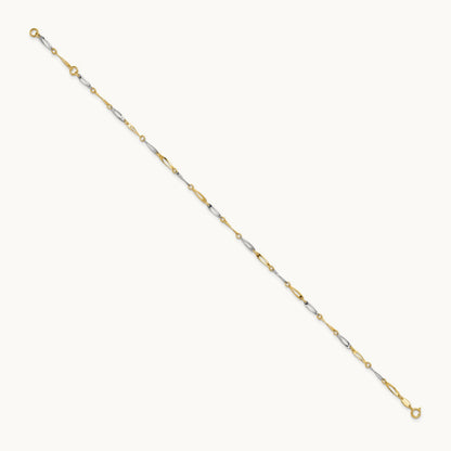 Polished Link 9.25 Plus 1in ext. Anklet, 14K Two-tone