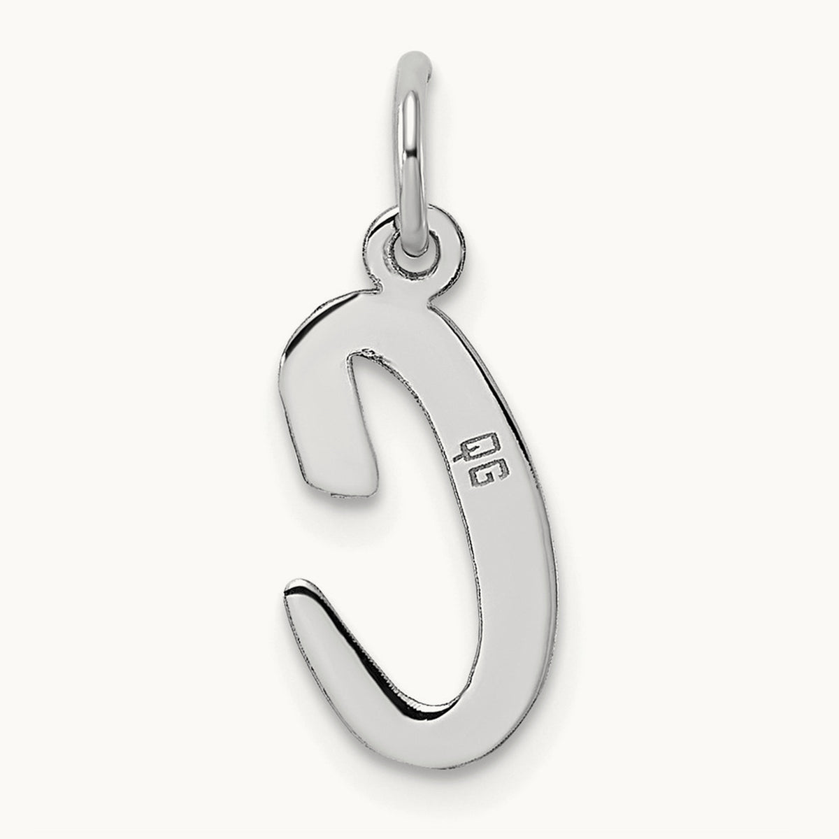 Medium Script Initial Charm — 14K White Gold, C