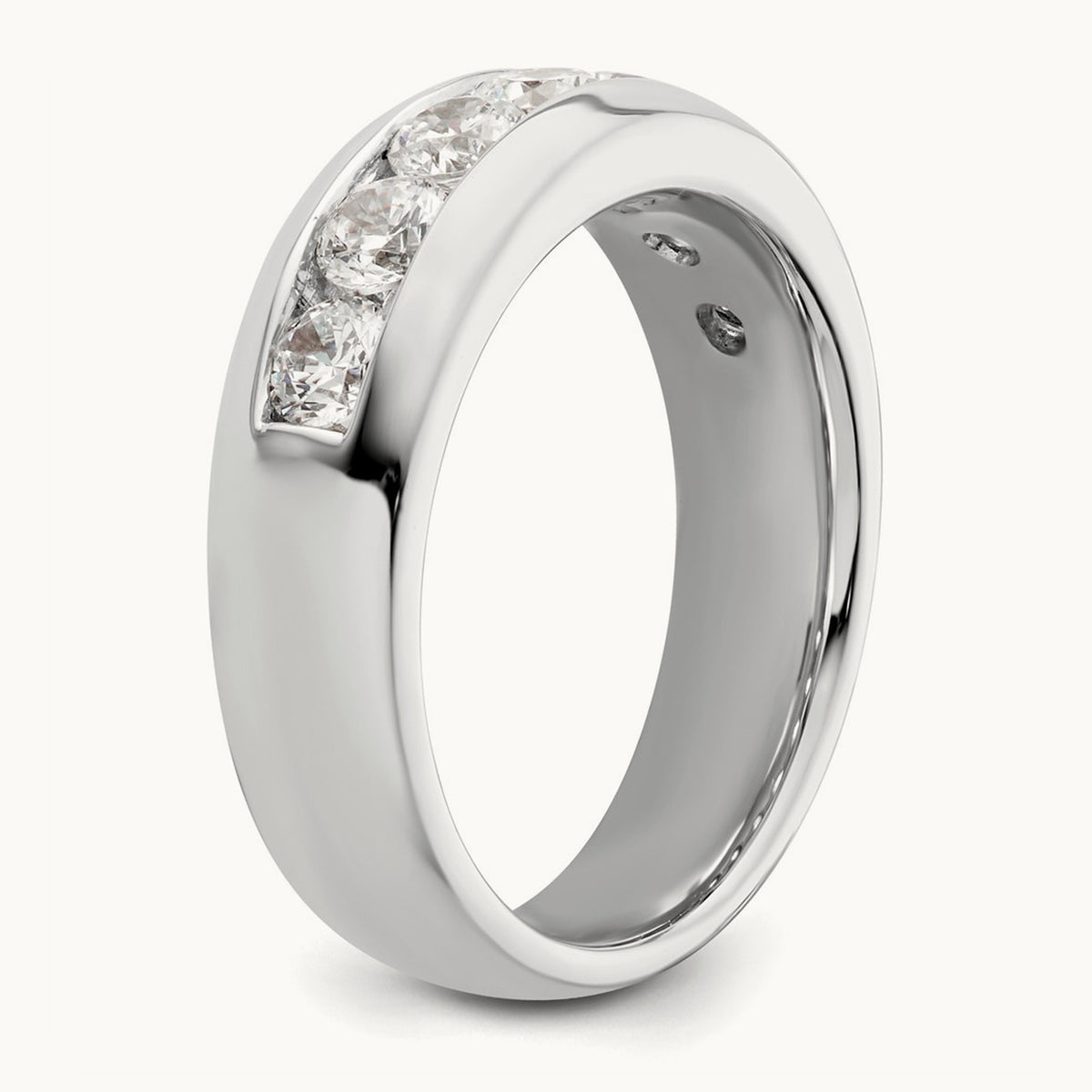 7-Stone Diamond Channel Band, 14K White Gold