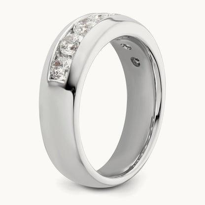 7-Stone Diamond Channel Band, 14K White Gold