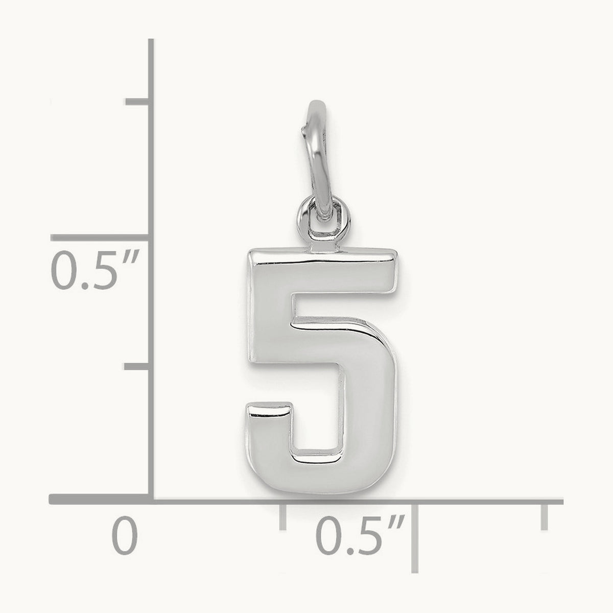 Small Polished Number 5 Charm — 14K White Gold