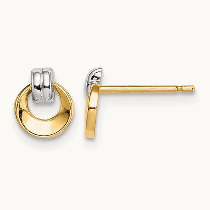 w/Rhodium Madi K Circle Post Earrings, 14K