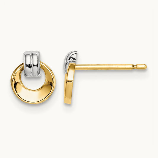 w/Rhodium Madi K Circle Post Earrings, 14K