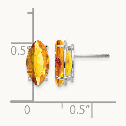10x5mm Marquise Citrine earring, 14K White Gold