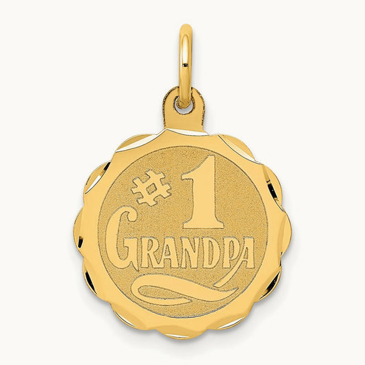 #1 GRANDPA Disc Charm, 14K