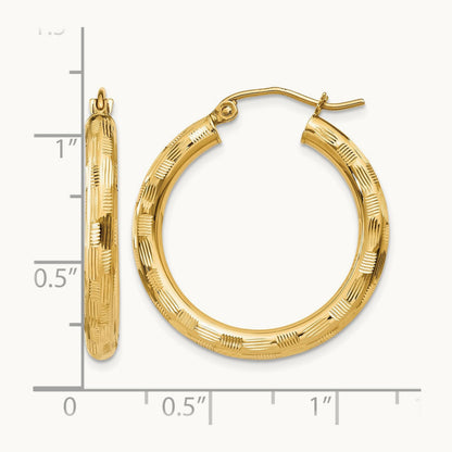 Diamond-cut Hoop Earrings, 14K