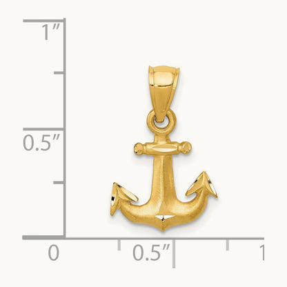 Diamond-cut Anchor Pendant, 14K