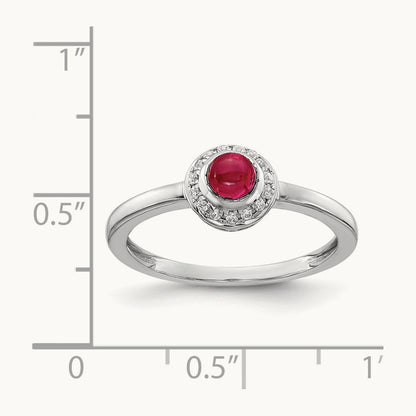 Diamond and Cabochon Ruby Ring, 14K White Gold