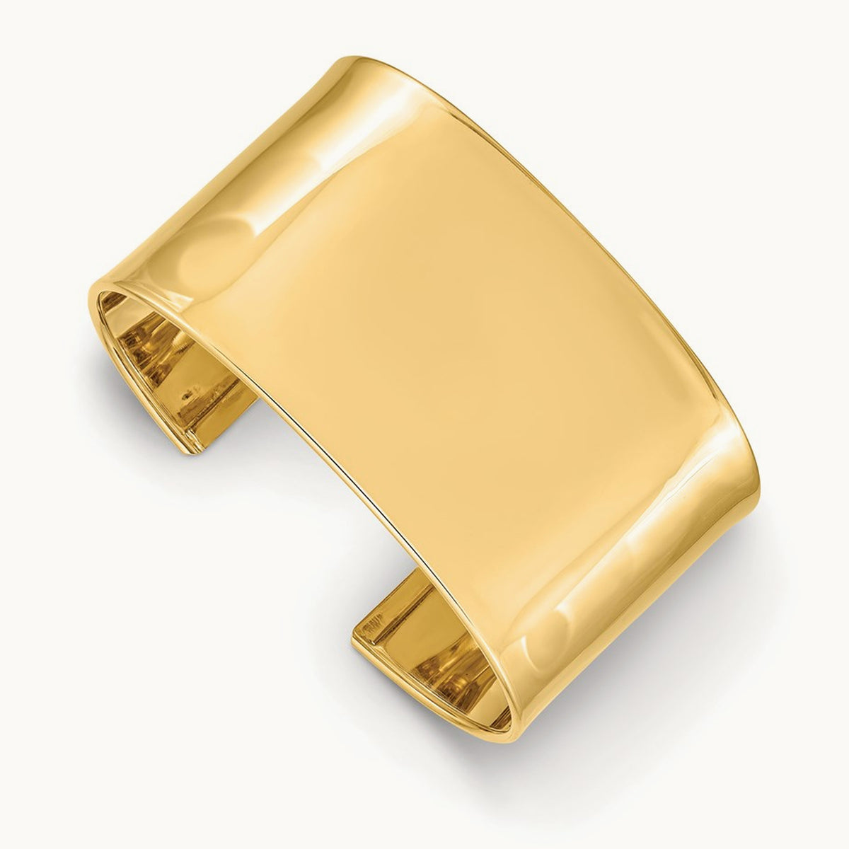 Polished Cuff Bangle — 14K Yellow Gold, 37mm