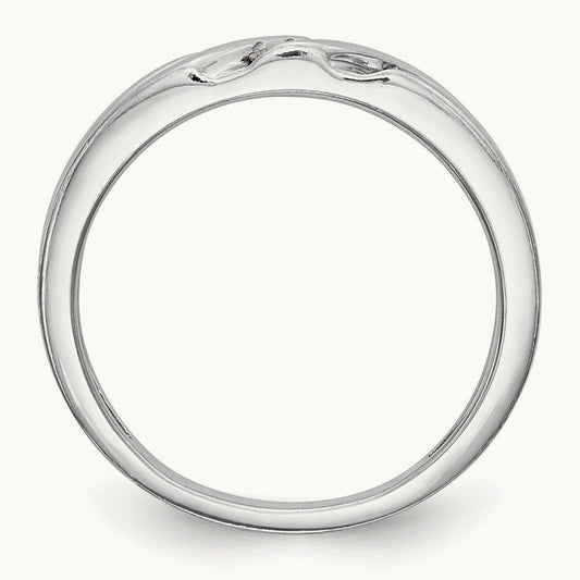 Complete Diamond Trio Ladies Wedding Band, 14K White Gold