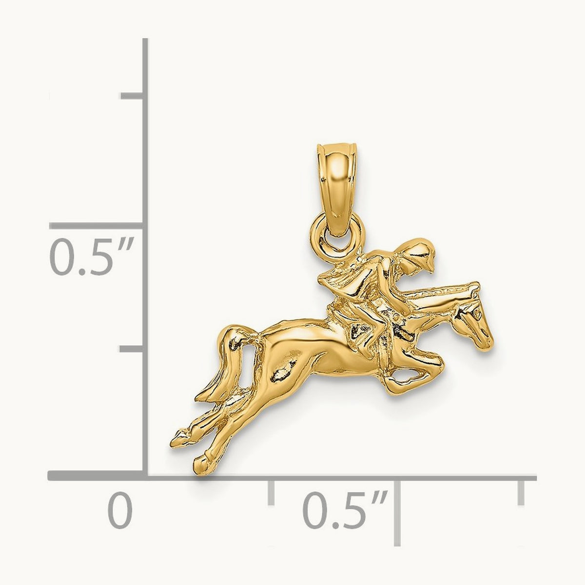 Jockey on Jumping Horse Charm, 14K