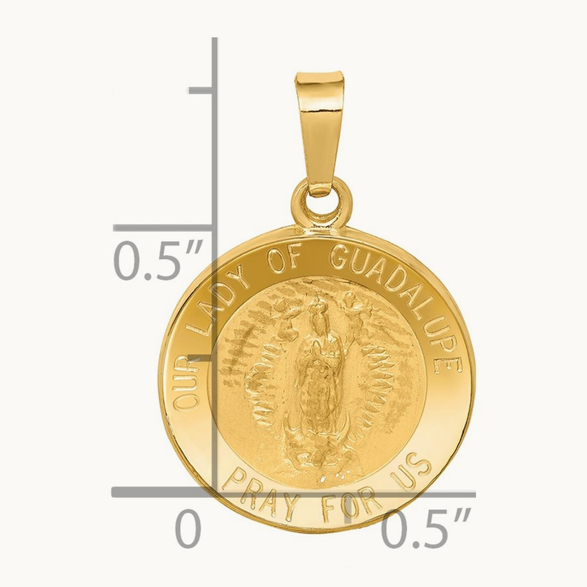 Polished and Satin Our Lady Guadalupe Medal Hollow Pendant — photo set