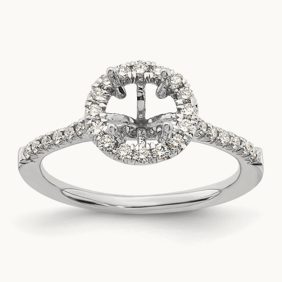 Semi-Mount Engagement Ring, 0.25-0.50 ct tw Lab-Grown Diamond — 1/3 ct (holds 1 ct center) · VS/SI (Great), 14K White Gold, 7