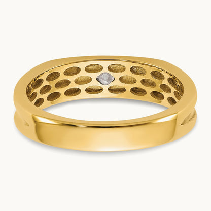 w/White Rhodium IB Goodman Mens Complete 1/10ct Diamond Ring, 14K Yellow Gold